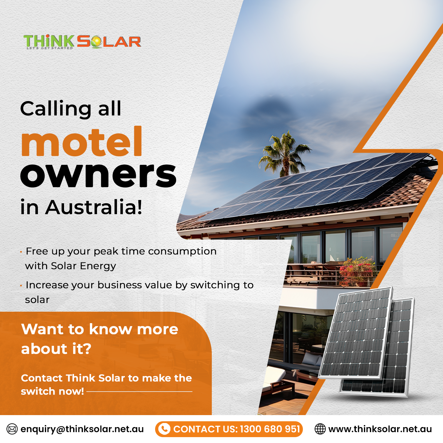 Static post design created by BizneX for a solar panel dealer in Australia